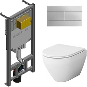 Унитаз с инсталляцией AM.PM Spirit FlashClean C701700WH+C707857WH + Jacob Delafon E29025-NF+E4316-CP с сиденьем Микролифт с клавишей смыва Хром