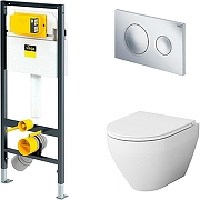 Унитаз с инсталляцией AM.PM Spirit FlashClean C701700WH+C707857WH + Viega Prevista Dry 792855 с сиденьем Микролифт и клавишей смыва Хром