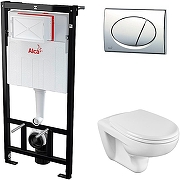 Унитаз с инсталляцией Roca Mateo 346200000+ZRU9302822 + Alcaplast Sadromodul AM101/1120+M71 с сиденьем Микролифт и клавишей смыва Хром