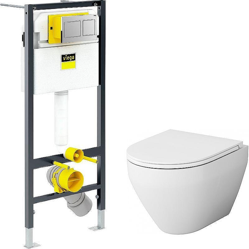 Унитаз с инсталляцией AM.PM Spirit FlashClean C701700WH+C707857WH + Viega Prevista Dry 8524.14 792596 