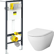 Унитаз с инсталляцией AM.PM Spirit FlashClean C701700WH+C707857WH + Viega Prevista Dry 8524.14 792596 с сиденьем Микролифт и клавишей смыва Хром