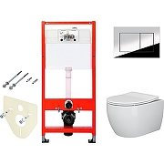 Унитаз с инсталляцией Ceramicanova Play CN3001 + Tece Profil 9400412 с сиденьем Микролифт и клавишей смыва Хром глянцевый