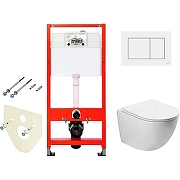 Унитаз с инсталляцией Vincea Globo VT1-14S + Tece Base 9400413 с сиденьем Микролифт и Белой клавишей смыва