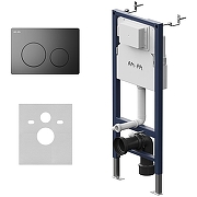 Унитаз с инсталляцией WellWant Aura WWU01121WK + AM.PM PrimeFit I012709.0138 с сиденьем Микролифт и Черной матовой клавишей смыва-6