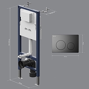 Унитаз с инсталляцией WellWant Aura WWU01121WK + AM.PM PrimeFit I012709.0138 с сиденьем Микролифт и Черной матовой клавишей смыва-16