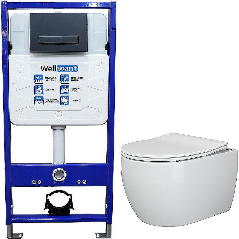 Унитаз с инсталляцией Ceramicanova Play CN3001 + WellWant Standart 50 WWISI111BB 