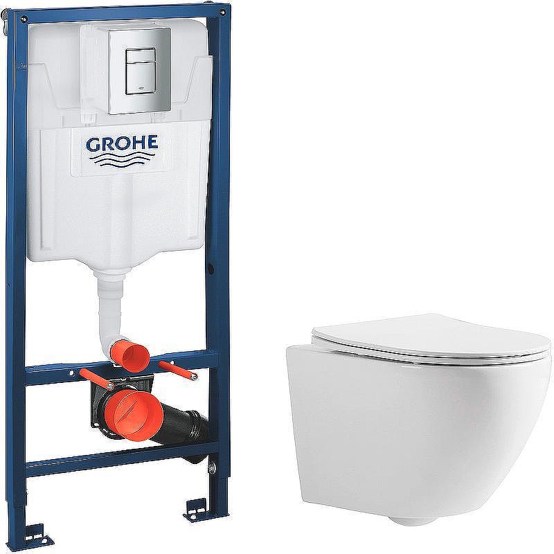 Унитаз с инсталляцией CeramaLux 2197 + Grohe Rapid SL 38772001 