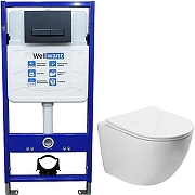 Унитаз с инсталляцией Vincea Globo VT1-14S + WellWant Standart 50 WWISI111BB с сиденьем Микролифт и Черной матовой клавишей смыва