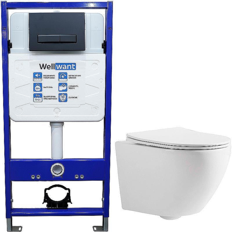 Унитаз с инсталляцией CeramaLux 2197 + WellWant Standart 50 WWISI111BB 