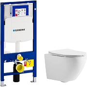 Унитаз с инсталляцией CeramaLux 2197 + Geberit Duofix Sigma UP320 111.300.00.5 с сиденьем Микролифт