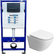 Унитаз с инсталляцией BelBagno Uno-Tor BB5177CH-TOR/SC + WellWant Standart 50 WWISI111BB с сиденьем Микролифт и Черной матовой клавишей смыва