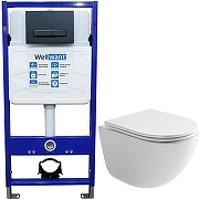 Унитаз с инсталляцией Ceramicanova Vogue CN4008T + WellWant Standart 50 WWISI111BB с сиденьем Микролифт и Черной матовой клавишей смыва