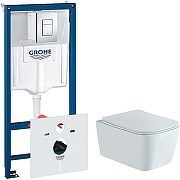 Унитаз с инсталляцией Aquatek Либра New AQ1148N-00 + Grohe Rapid SL 38775001 с сиденьем Микролифт и клавишей смыва Хром