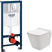 Унитаз с инсталляцией AQUAme AQM2004 + Grohe Rapid SL 38721001 с сиденьем Микролифт и клавишей смыва Хром