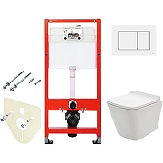 Унитаз с инсталляцией AQUAme AQM2004 + Tece Base 9400413 с сиденьем Микролифт и Белой клавишей смыва