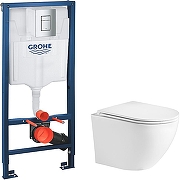 Унитаз с инсталляцией WeltWasser Merzbach 043 GL-WT 10000009939 + Grohe Rapid SL 38772001 с сиденьем Микролифт и клавишей смыва Хром
