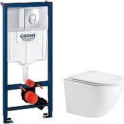 Унитаз с инсталляцией WeltWasser Merzbach 043 GL-WT 10000009939 + Grohe Rapid SL 38721001 с сиденьем Микролифт и клавишей смыва Хром