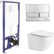 Унитаз с инсталляцией WeltWasser Merzbach 043 GL-WT 10000009939 + Berges Novum L3 040213 с сиденьем Микролифт и клавишей смыва Хром
