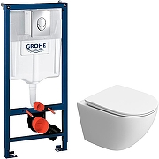 Унитаз с инсталляцией BelBagno Uno-Tor BB5177CH-TOR/SC + Grohe Rapid SL 38721001 с сиденьем Микролифт и клавишей смыва Хром