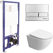 Унитаз с инсталляцией BelBagno Uno-Tor BB5177CH-TOR/SC + Berges Novum L3 040213 с сиденьем Микролифт и клавишей смыва Хром