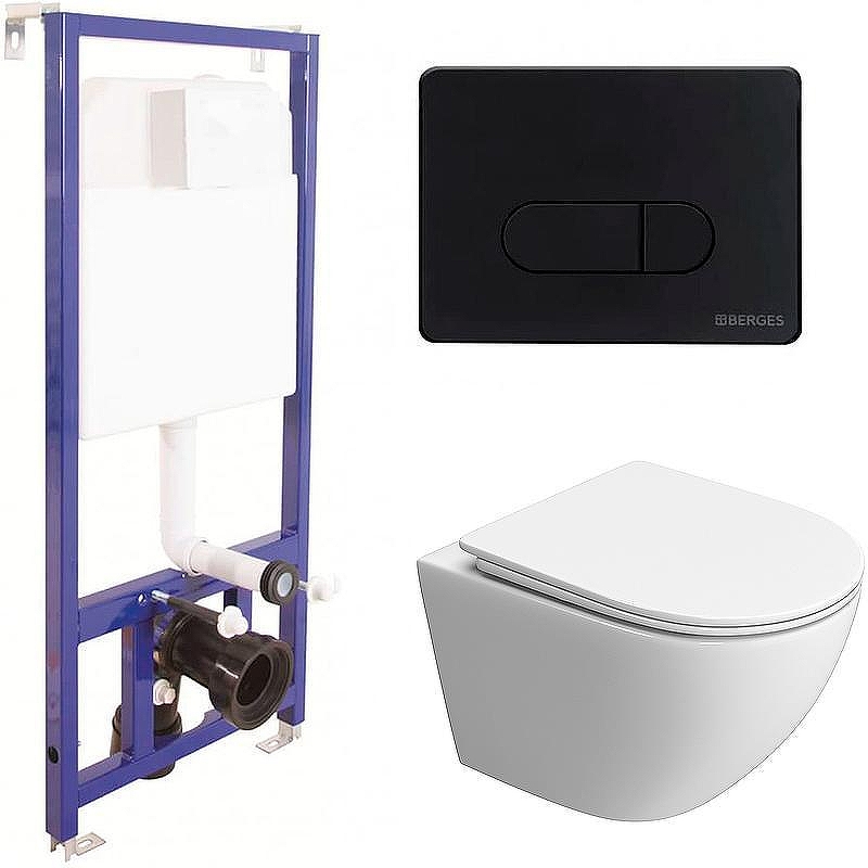 Унитаз с инсталляцией BelBagno Uno-Tor BB5177CH-TOR/SC + Berges Novum D5 040235 