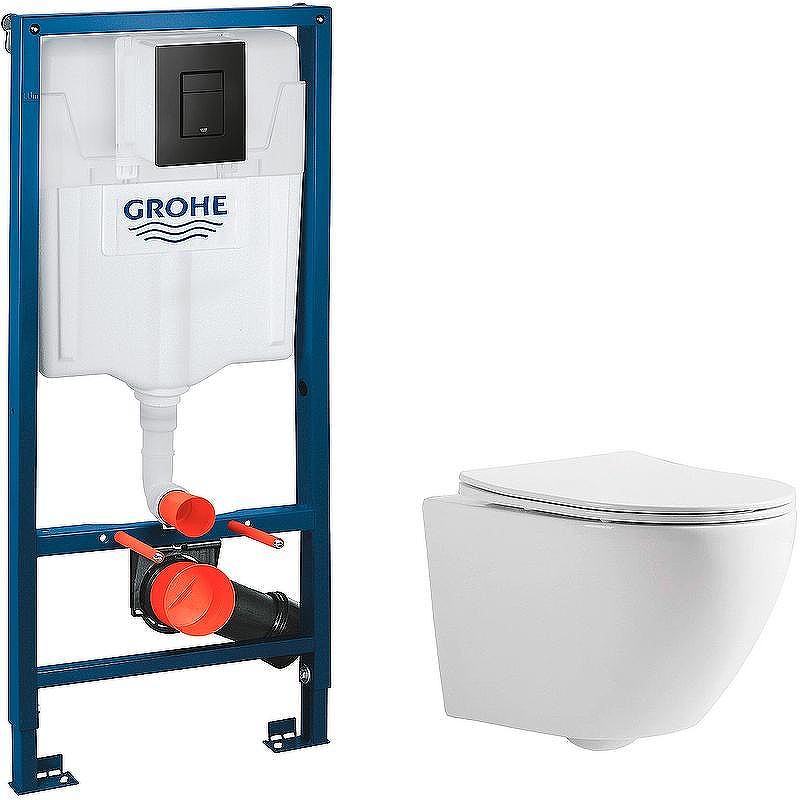 Унитаз с инсталляцией CeramaLux 2197 + Grohe Rapid SL 38811KF0 