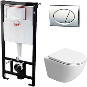Унитаз с инсталляцией BelBagno Uno-Tor BB5177CH-TOR/SC + Alcaplast Sadromodul AM101/1120-3:1 RU M71-0001 с сиденьем Микролифт и клавишей смыва Хром