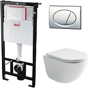 Унитаз с инсталляцией Ceramicanova Vogue CN4008T + Alcaplast Sadromodul AM101/1120-3:1 RU M71-0001 с сиденьем Микролифт и клавишей смыва Хром