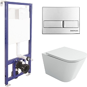 Унитаз с инсталляцией Ceramicanova Union CN4009T + Berges Novum L3 040213 с сиденьем Микролифт и клавишей смыва Хром