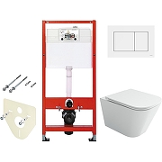 Унитаз с инсталляцией Ceramicanova Union CN4009T + Tece Base 9400413 с сиденьем Микролифт и Белой клавишей смыва