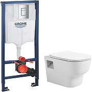 Унитаз с инсталляцией Avimano Tradition 1000090 + Grohe Rapid SL 38772001 с сиденьем Микролифт и клавишей смыва Хром