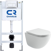 Унитаз с инсталляцией Ceramicanova Vogue CN4008T + Charus City CR.200.21.01 с сиденьем Микролифт и клавишей смыва Хром глянцевый
