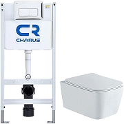 Унитаз с инсталляцией Aquatek Либра New AQ1148N-00 + Charus City CR.200.21.01 с сиденьем Микролифт и клавишей смыва Хром глянцевый