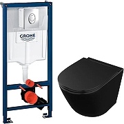 Унитаз с инсталляцией Owl 1975 Vind Cirkel-H OWLT190305 + Grohe Rapid SL 38721001 с сиденьем Микролифт и клавишей смыва Хром