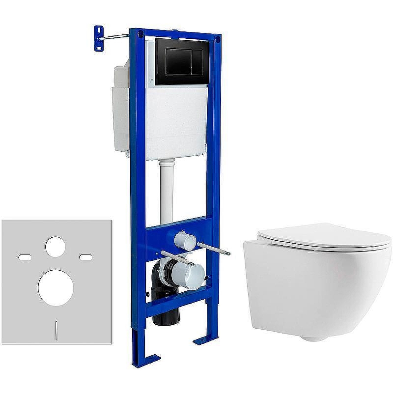 Унитаз с инсталляцией CeramaLux 2197 + Berges Atom 410 040332 