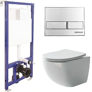 Унитаз с инсталляцией Ceramicanova Forma CN3009 + Berges Novum L3 040213 с сиденьем Микролифт и клавишей смыва Хром
