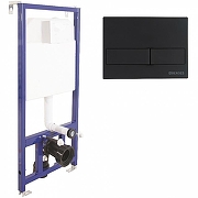 Унитаз с инсталляцией Ceramicanova Forma CN3009 + Berges Novum L5 040215 с сиденьем Микролифт и Черной матовой клавишей смыва-2