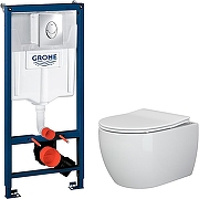 Унитаз с инсталляцией Ceramicanova Play CN3001 + Grohe Rapid SL 38721001 с сиденьем Микролифт и клавишей смыва Хром