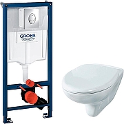 Унитаз с инсталляцией Rosa Элеганс Люкс Вн УнБ32 4620008195438 + Grohe Rapid SL 38721001 с сиденьем Микролифт и клавишей смыва Хром