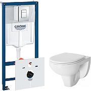 Унитаз с инсталляцией Damixa Jupiter DX77C1738SC + Grohe Rapid SL 38775001 с сиденьем Микролифт и клавишей смыва Хром