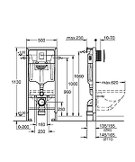 Унитаз с инсталляцией CeramaLux B2330-1MB + Grohe Rapid SL 38772001 с сиденьем Микролифт и клавишей смыва Хром-8
