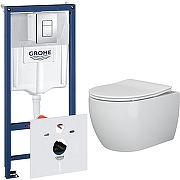 Унитаз с инсталляцией Ceramicanova Play CN3001 + Grohe Rapid SL 38775001 с сиденьем Микролифт и клавишей смыва Хром