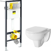 Унитаз с инсталляцией Damixa Jupiter DX77C1738SC + Viega Prevista Dry 8524.14 792596 с сиденьем Микролифт и клавишей смыва Хром