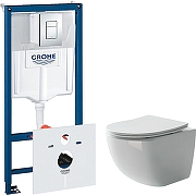 Унитаз с инсталляцией Ceramicanova Forma CN3009 + Grohe Rapid SL 38775001 с сиденьем Микролифт и клавишей смыва Хром