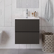 Тумба с раковиной BelBagno Uno 60 UNO-600-2C-SO-GSO+Eco 60 CZR-8073-60 подвесная цвет Темно-серый матовый-11