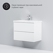 Тумба с раковиной AM.PM Gem 75 2 M90FHX07522WG+Gem 75 M90WCC0752WG подвесная цвет Белый глянцевый-1