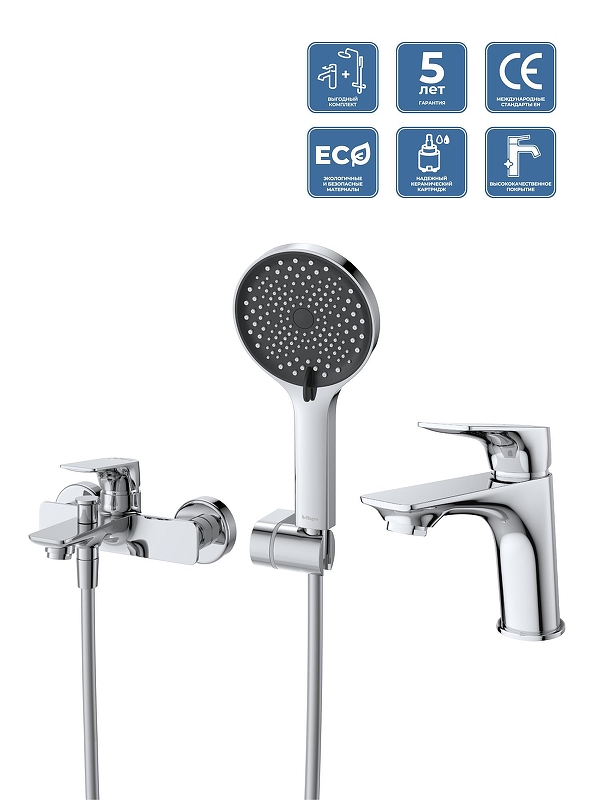 Комплект смесителей BelBagno Марина (Marino) MARINO-VASM/LVM-CRM 