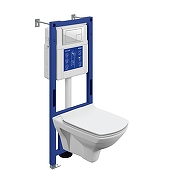 Унитаз с инсталляцией Cersanit Carina XL DPL EO Slim + Aqua 40 Smart M 69297 цвет Белый с сиденьем Микролифт и клавишей смыва цвет Белый