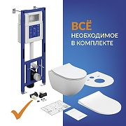 Унитаз с инсталляцией Cersanit Brasko Smart DPL EO Slim + Aqua 40 Smart M 69318 цвет Белый с сиденьем Микролифт и клавишей смыва цвет Хром глянцевый-14