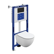 Унитаз с инсталляцией Cersanit Brasko Smart DPL EO Slim + Aqua 50 Prime P 69321 цвет Белый с сиденьем Микролифт и клавишей смыва цвет Черный матовый